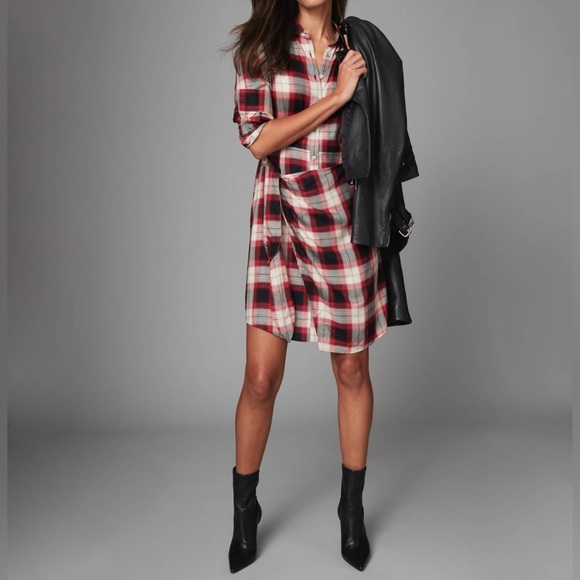 UNTUCKIt Plaid Rachel Wrap Dress in Red and Black Plaid, Size XS - Picture 1 of 15